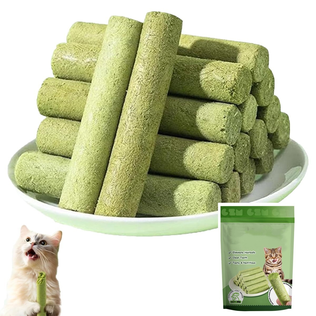 Cat Grass Teething Stick Set With Chicken Flavor 30g - Image 3